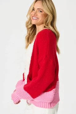 Sale Dreamcatcher Knit Cardigan in Red Wool Blend Knitwear|Knitwear