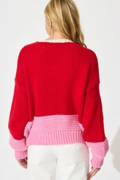 Sale Dreamcatcher Knit Cardigan in Red Wool Blend Knitwear|Knitwear