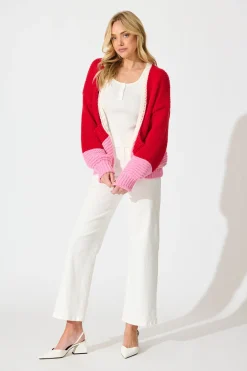 Sale Dreamcatcher Knit Cardigan in Red Wool Blend Knitwear|Knitwear