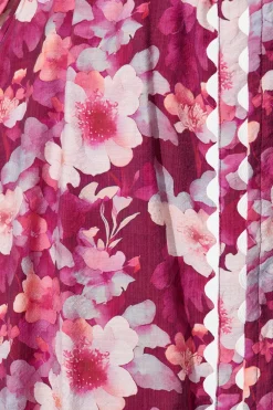 Sale Dreamy Dusk Midi Shirt Dress in Plum Floral Dresses|Party