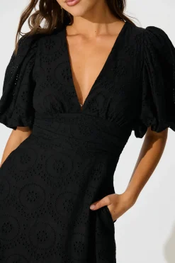 Online Duchess Maxi Dress In Black Broderie Cotton Dresses|Party