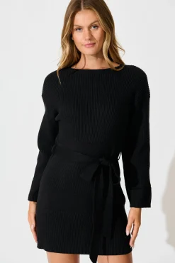 Clearance Dune Knit Dress in Black Dresses|Knitwear