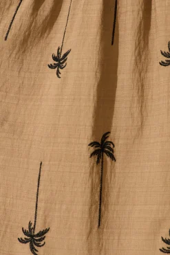 Fashion Dusk Midi Dress in Mocha with Palm Tree Embroidery Dresses|Casual