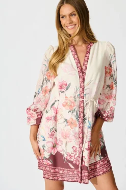 Discount Dusky Flora Dress in Wine Floral Linen Blend Dresses|Casual