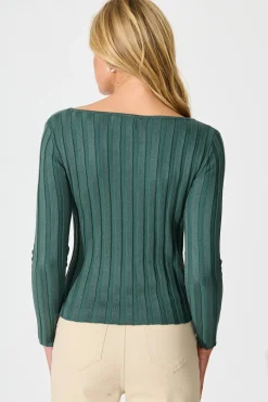 Clearance Echoes Knit Top in Green Knitwear|Knitwear