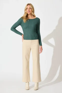 Clearance Echoes Knit Top in Green Knitwear|Knitwear