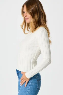 New Echoes Knit Top in White Knitwear|Knitwear