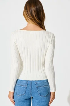 New Echoes Knit Top in White Knitwear|Knitwear