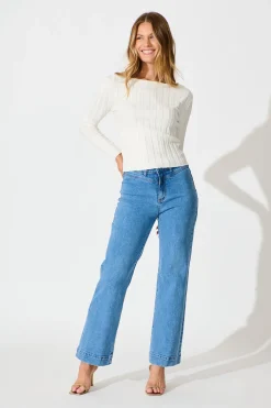 New Echoes Knit Top in White Knitwear|Knitwear