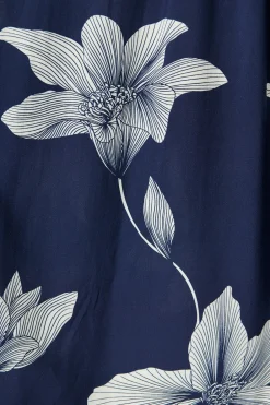 Best Eden Mist Midi Shirt Dress in Navy with White Floral Print Dresses|Casual