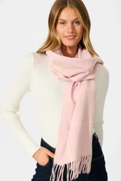 Sale Elaine Scarf in Blush Pink Plaid Scarves