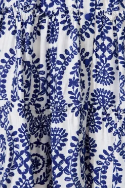 Online Elio Dress in White with Navy Floral Print Dresses|Casual