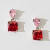 Fashion Elise Drop Earrings in Silver with Pink And Red Stones Jewellery