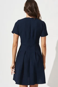 Discount Elizabeth Dress In Textured Navy Dresses|Party