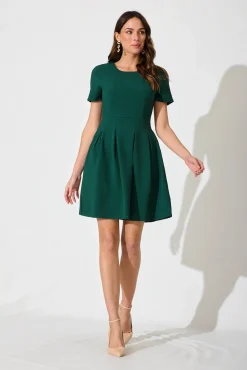 Hot Elizabeth Dress In Textured Emerald Dresses|Casual