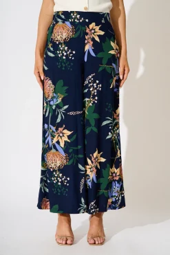 Clearance Ellery Pant in Navy Floral Bottoms|Pants