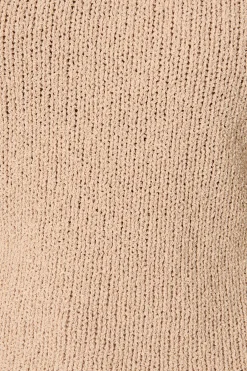 Best Elsie Knit Top in Beige Cotton Blend Tops|Knitwear