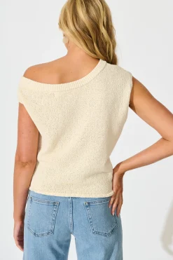 Discount Elsie Knit Top in Cream Cotton Blend Tops|Knitwear