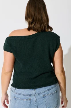 Discount Elsie Knit Top in Emerald Cotton Blend Tops|Knitwear