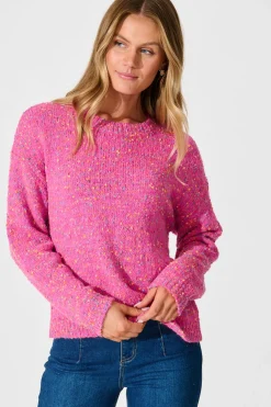 New Emilia Knit in Pink Multi Wool Blend Knitwear|Knitwear