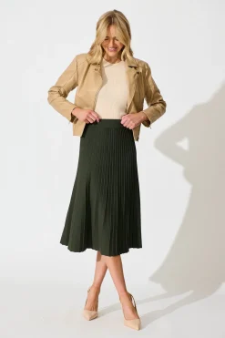 Clearance Empire Midi Knit Skirt in Emerald Knitwear|Knitwear