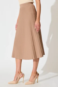 Fashion Empire Midi Knit Skirt in Mocha Knitwear|Knitwear