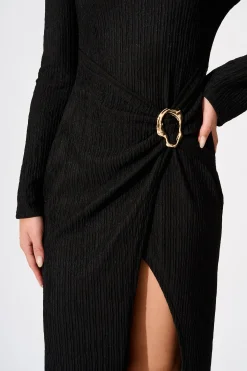 Fashion Empress After Dark Maxi Dress in Black Textured Jersey Dresses|Party