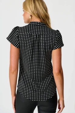 Fashion Erin Top in Black with White Polka Dot Tops