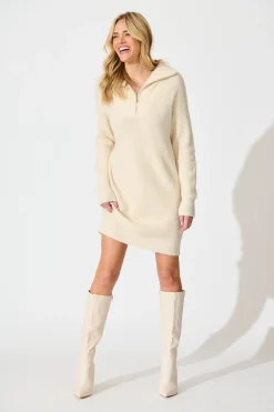 Best Eyes on me Knit Dress in Cream Dresses|Knitwear