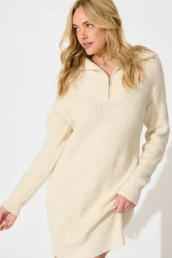 Best Eyes on me Knit Dress in Cream Dresses|Knitwear