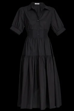 Sale Fairfax Midi Shirt Dress In Black Cotton Dresses|Party