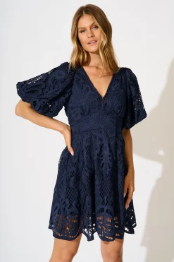 Clearance Falling for you Lace Dress in Navy Dresses|Party