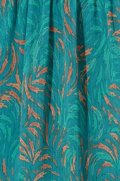 Hot Fatal Attraction Midi Dress in Blue with Multi Print Chiffon Dresses|Party