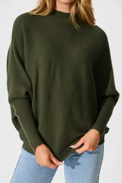 Online Faye Knit in Green Knitwear|Knitwear