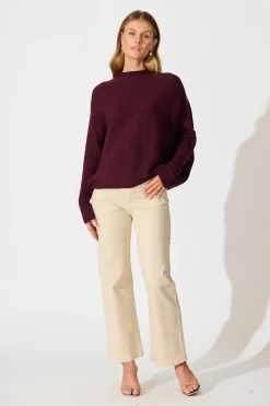 Sale Faye Knit in Wine Knitwear|Knitwear