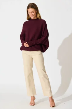 Sale Faye Knit in Wine Knitwear|Knitwear
