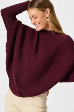 Sale Faye Knit in Wine Knitwear|Knitwear