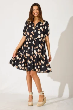 Online Felicia Shirt Dress In Black With Cream Spot Dresses|Casual