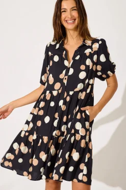 Online Felicia Shirt Dress In Black With Cream Spot Dresses|Casual