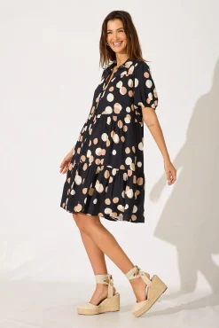 Online Felicia Shirt Dress In Black With Cream Spot Dresses|Casual