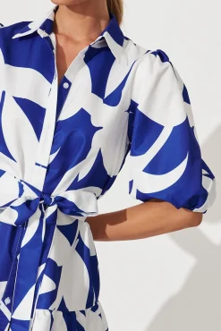 Clearance Fione Shirt Dress In Blue With White Print Dresses|Party