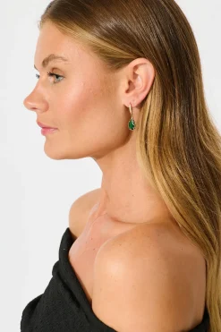 New Fiora Hook Earrings in Green Stone Jewellery