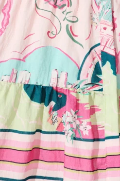 Outlet Flora Dress in Pink Multi Linen Blend Dresses|Casual
