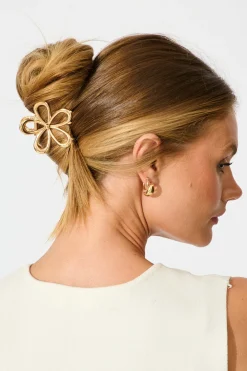 Online Floraly Metal Hair Claw in Rose Gold Hair Accessories