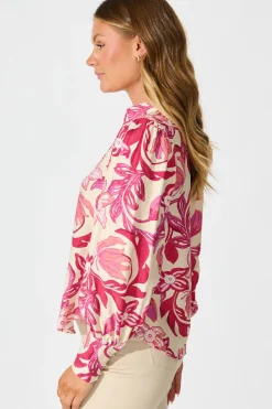 Fashion Florence Shirt in Pink Floral Print Tops