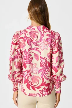 Fashion Florence Shirt in Pink Floral Print Tops