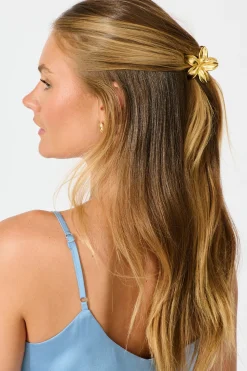 Sale Frangipani Mini Metal Hair Claw in Gold Hair Accessories