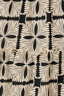 Sale Frankie Midi Dress in Cream with Black Tile Print Dresses|Casual