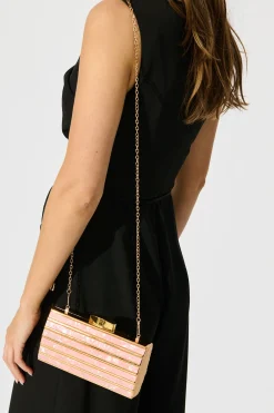 Clearance Gala Clutch Bag in Gold with Blush Acrylic Bags|Engagement Party