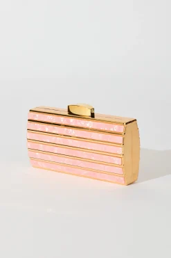 Clearance Gala Clutch Bag in Gold with Blush Acrylic Bags|Engagement Party